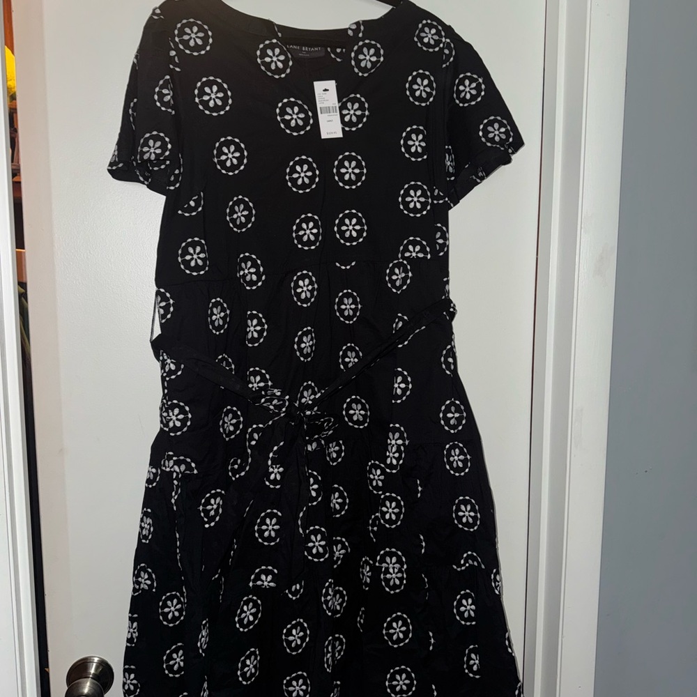 Lane Bryant Black Dress with White Floral Pattern